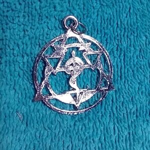 Silver Geometric Pendant no idea what it represents vintage